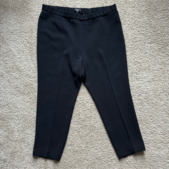 Theory Black Elastic Waist Crop Pants Pull On High Rise - Picture 1 of 9